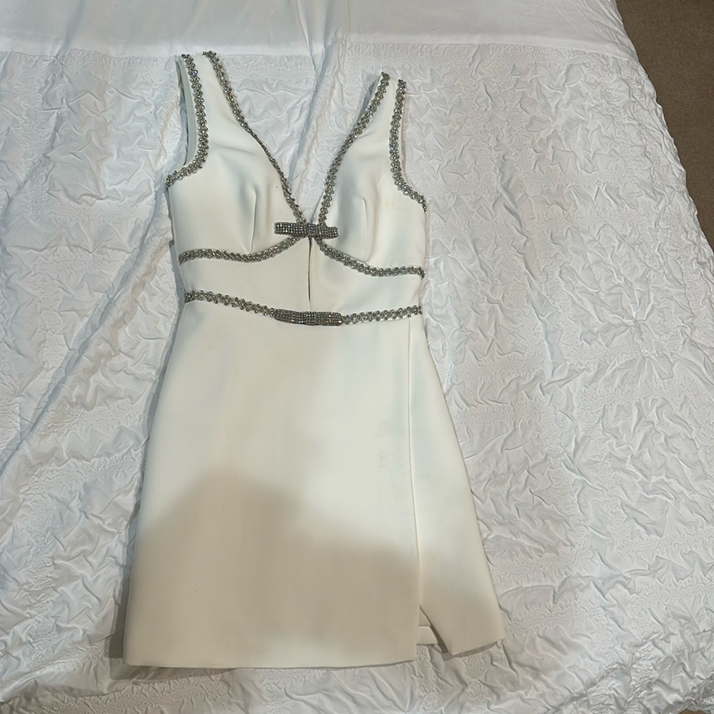 Self Portrait White with Rhinestones dress.